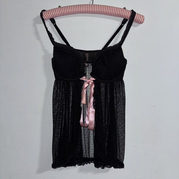 Victoria's Secret Tops - 2011 Victoria's Secret Sexy Little Things Gothic Coquette Polka Dot Top 34C